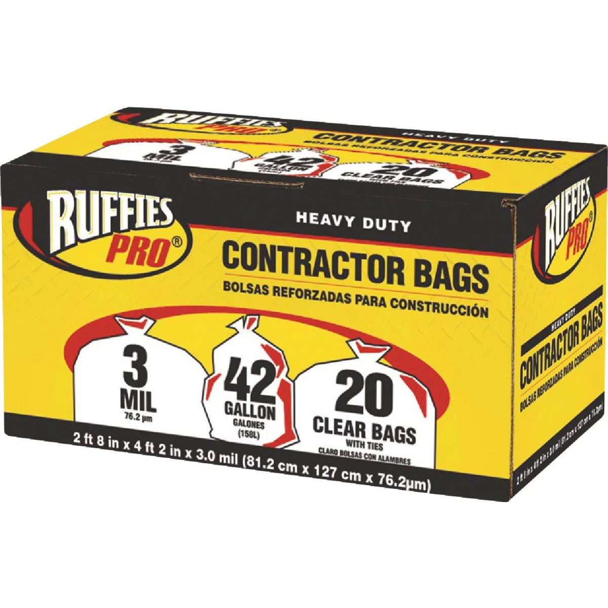 World-Class Ruffies 42 Gal. Contractor Clear Trash Bag 20-Count Luxury