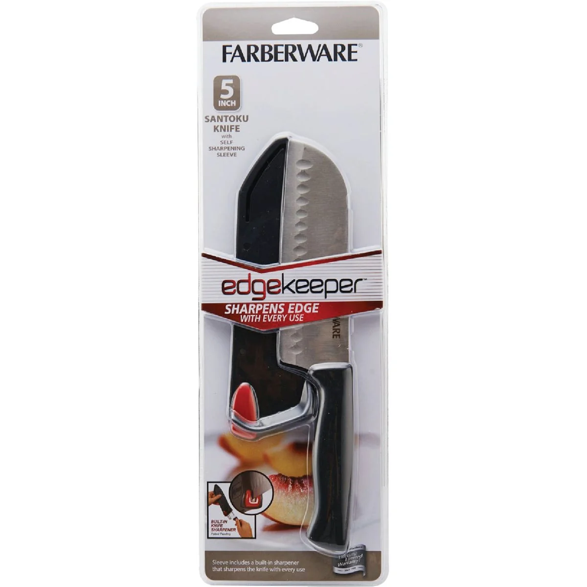 High-Performance Farberware 5 In. Black Santoku Knife with Edgekeeper Sheath First-Class