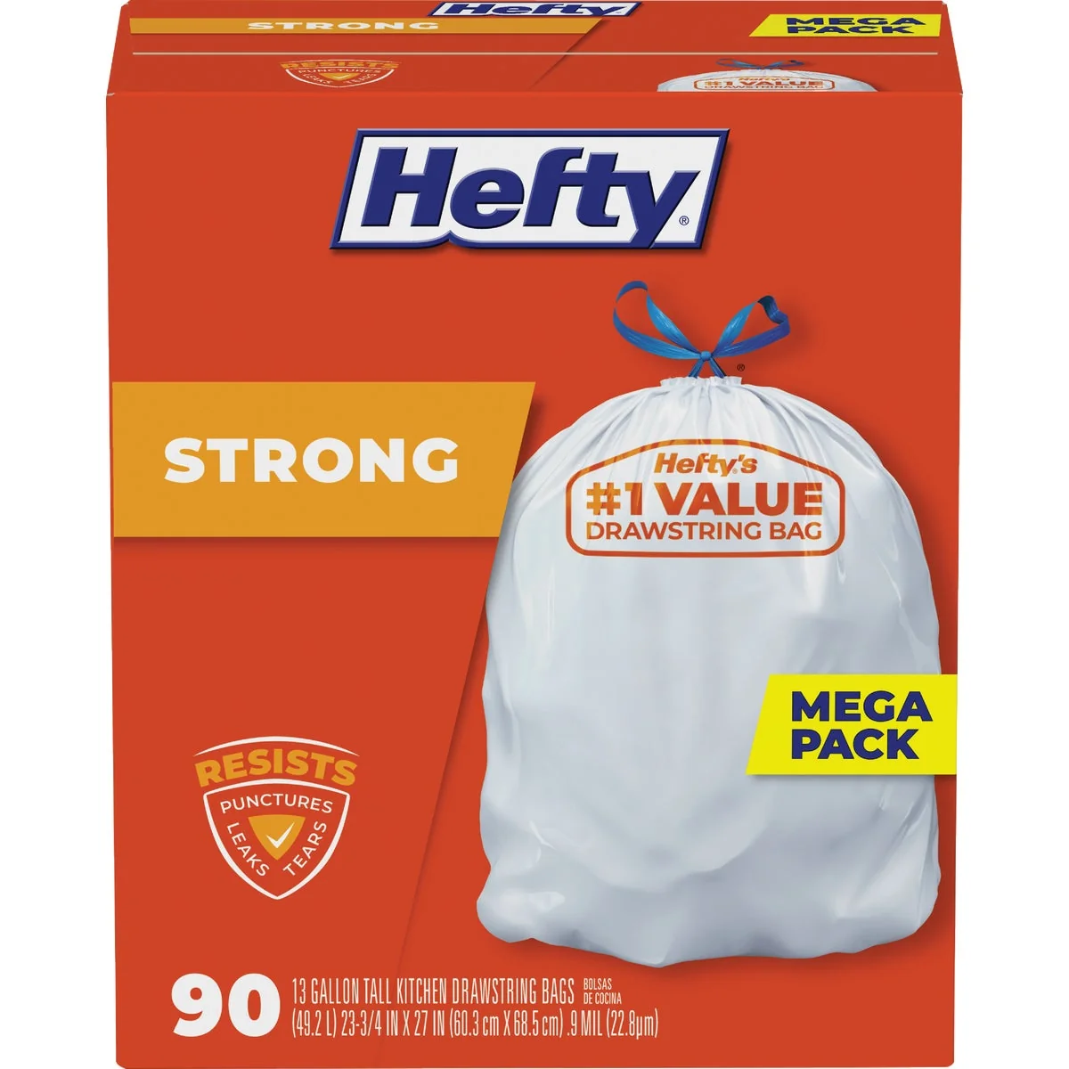 Effective Hefty 13 Gal. Tall Kitchen White Trash Bag 90-Count Green