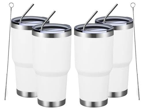 Functional 30oz Insulated Tumbler With Lids and Straws 4 Count Sustainable