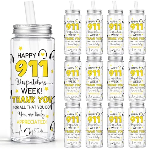 Advanced 24 Pcs 911 Dispatch Appreciation Week 14.2oz Tumbler Lid Straw Cups 24 Count Specialty