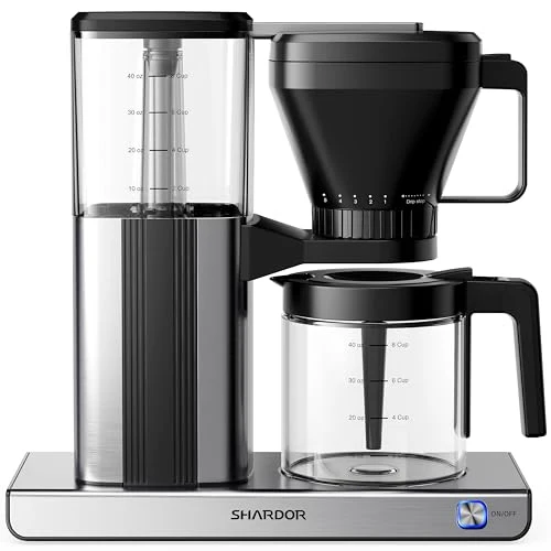 Green 8 Cup Drip Coffee Maker with Reusable Filter and Glass Coffee Pot Proven