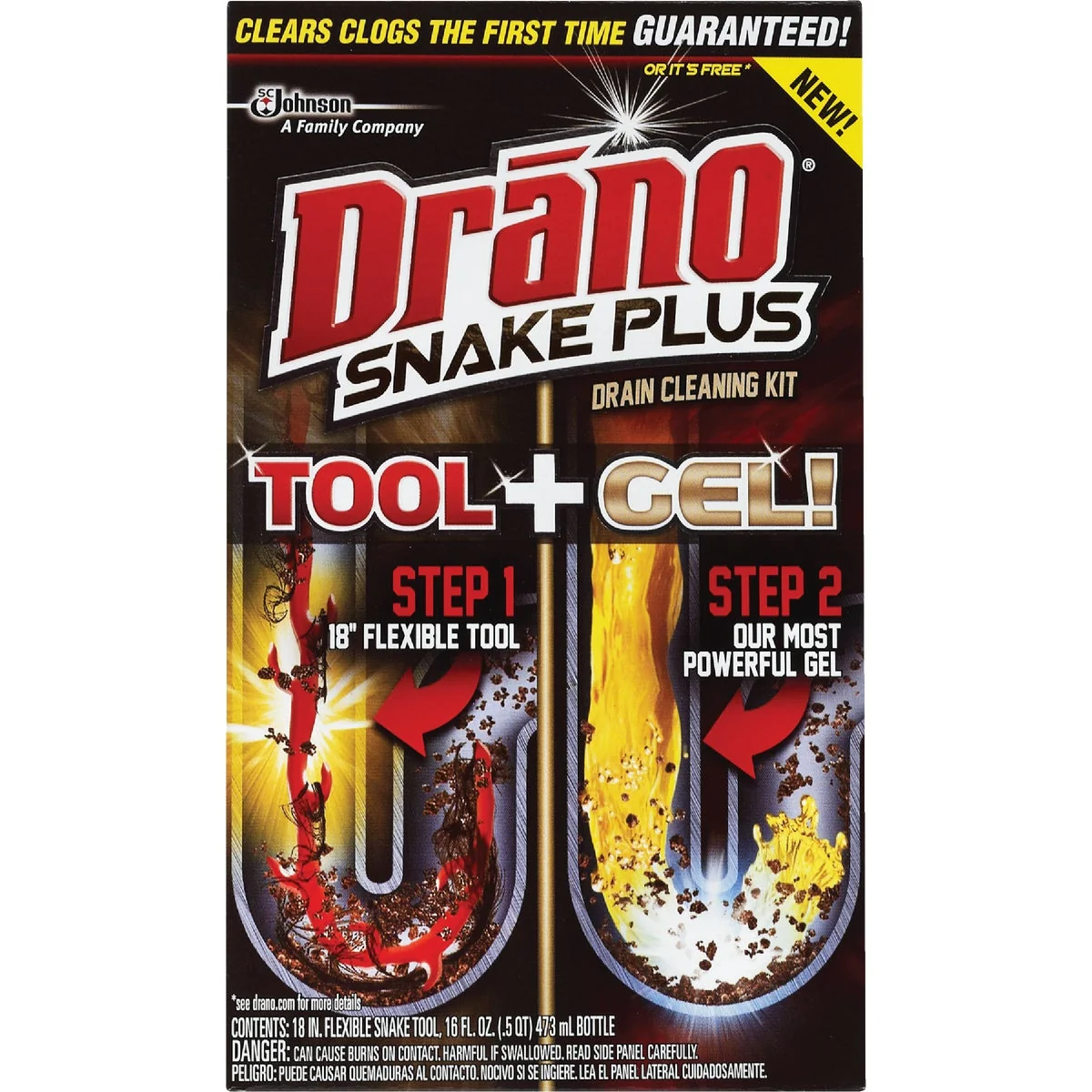 Modern Drano 16 Oz. Snake Plus Gel Drain Cleaning Kit Safe