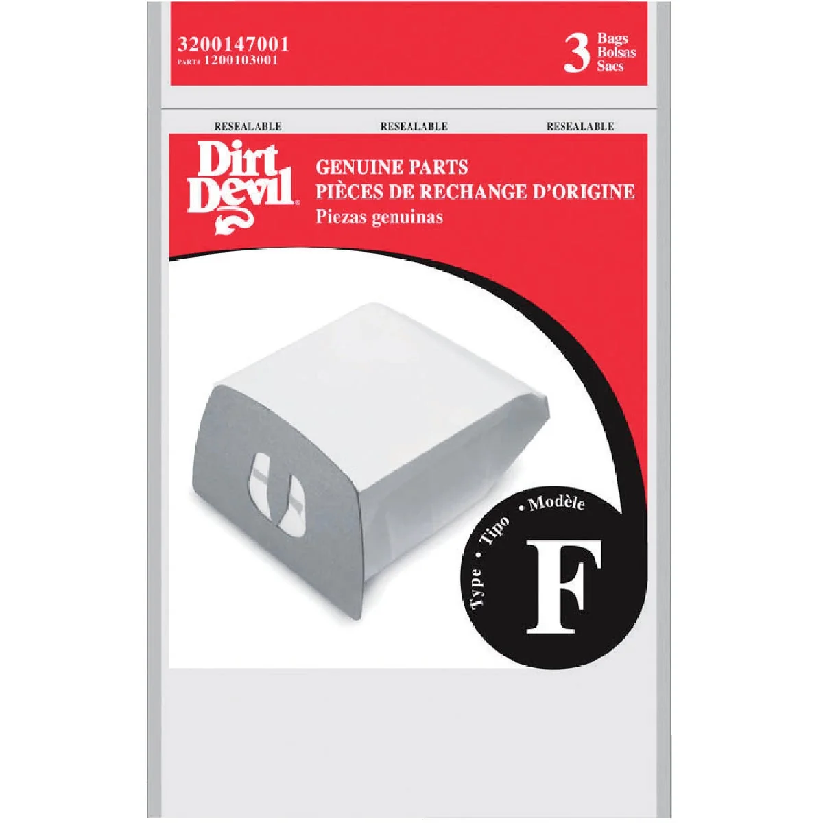 Responsible Dirt Devil Type F Standard Vacuum Bag 3-Pack Practical