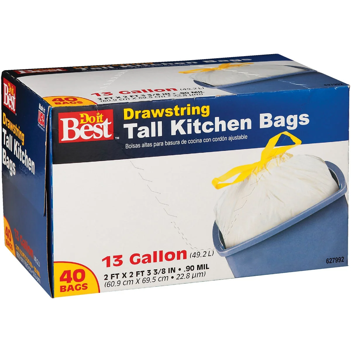 Fast Do it 13 Gal. Tall Kitchen White Trash Bag 40-Count Fine Crafted