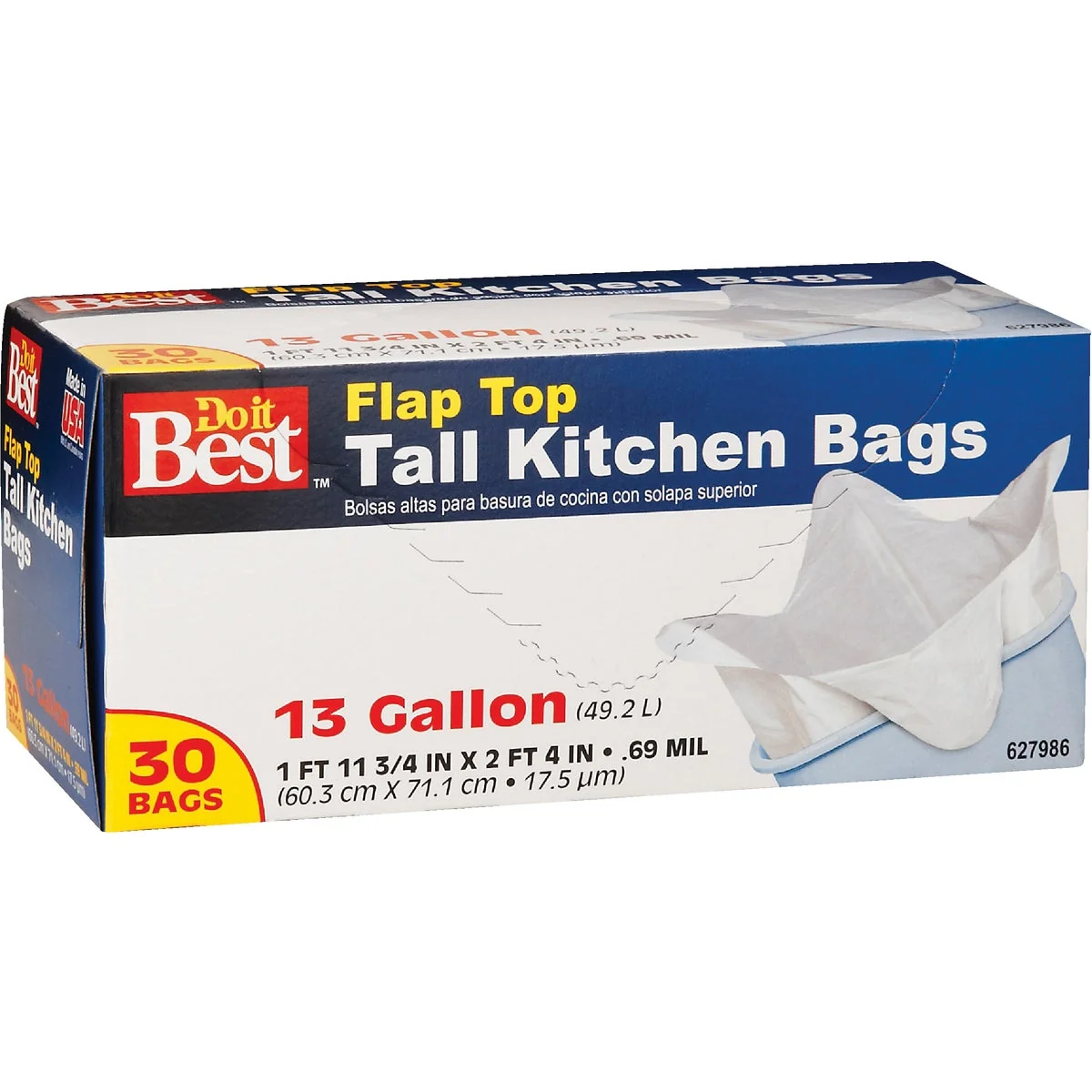 Natural Do it 13 Gal. Tall Kitchen White Trash Bag 30-Count Minimalist