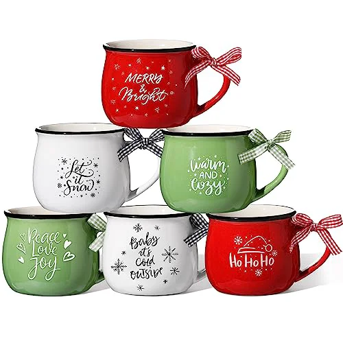 Detailed 6 Set Christmas Coffee Mugs 6 Count Healthy