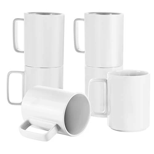High-Grade Large 15 Ounces Porcelain Coffee Mug Tea Mugs Set of 6 6 Count Exceptional