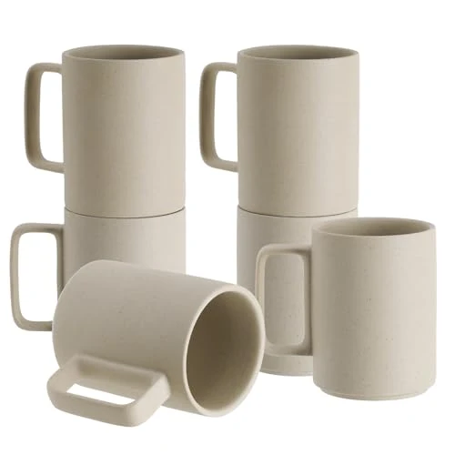 Dependable Large 15 Ounces Porcelain Coffee Mug Tea Mugs Set of 6 6 Count Effective