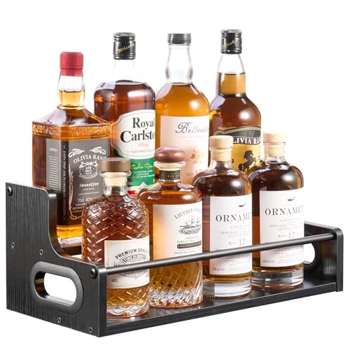 Unique 2 Tier Liquor Bottle Display Shelf Stylish