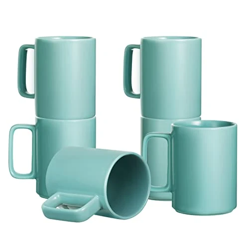 Flexible Large 15 Ounces Porcelain Coffee Mug Tea Mugs Set of 6 6 Count Solid