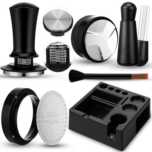 Consistent 7 Pcs 58mm Espresso Accessories Kit with Plastic Tamping Station 7 Count Smart