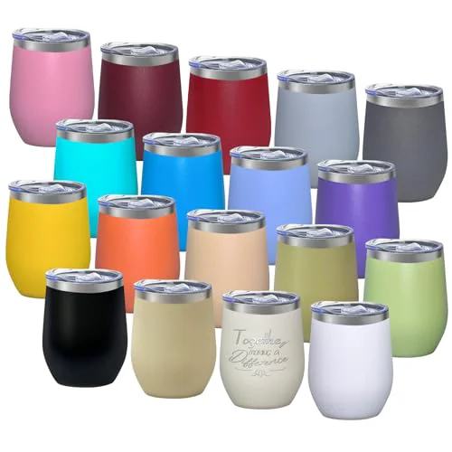 Enhanced 18 Pack Stainless Steel Wine Tumbler with lid 18 Count Carefully Designed