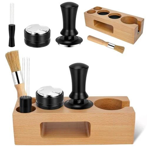 Green 5 Pack Espresso Tamper Set 51mm with Espresso Tamping Station Efficient