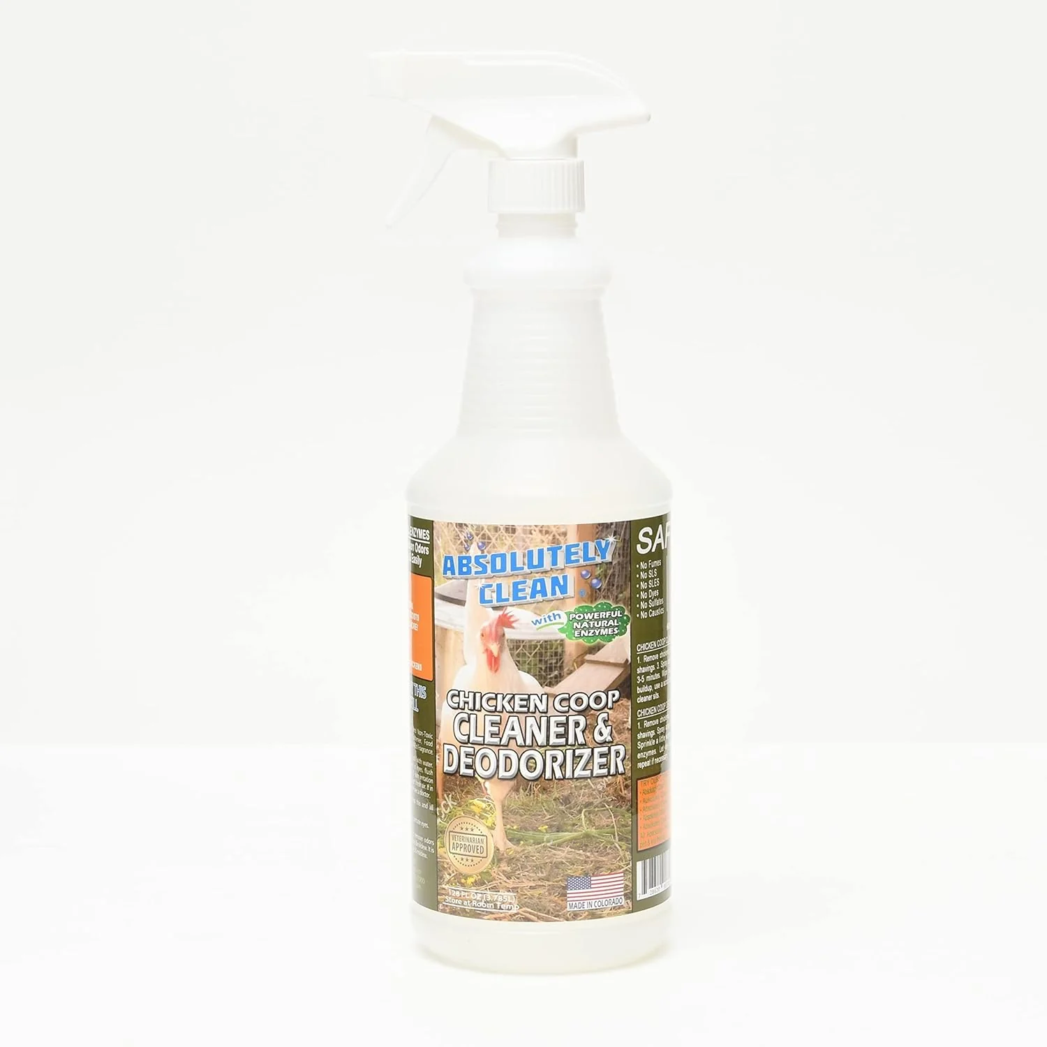 Long-Lasting Absolutely Clean Chicken Coop Cleaner and Deodorizer Veterinarian Powerful Natural Enzyme Cleaner Safely Eliminate Tough Messes and Odors Made in Colorado Trusted