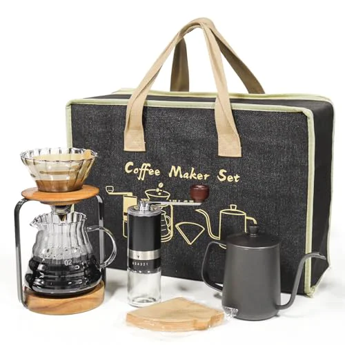 Original Pour Over Coffee Maker Set with Dripper Stand Coffee Filters Paper Coffee Grinder Gift for Coffee Lovers Relaxed