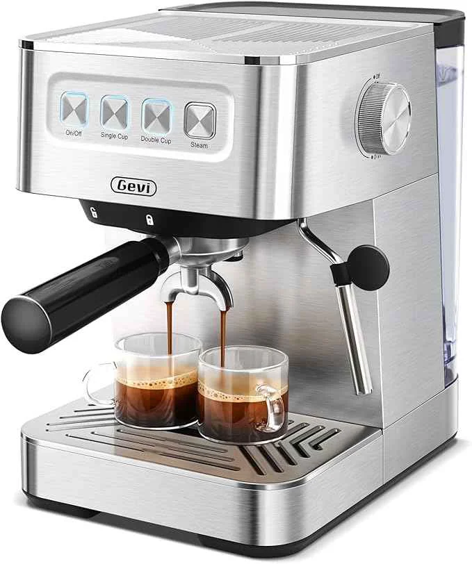 Sophisticated Gevi Espresso Machine with 58mm Portafilter Milk Frother 20 Bar Compact Expresso Machines for Home Professional Espresso Coffee Machines for Cappuccino Latte Stainless Steel Silver Consistent