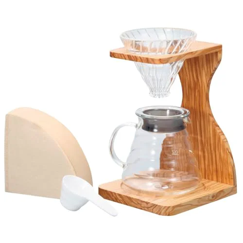 Luxury V60 Olive Wood Pour Over Stand Set 100 Count Selected