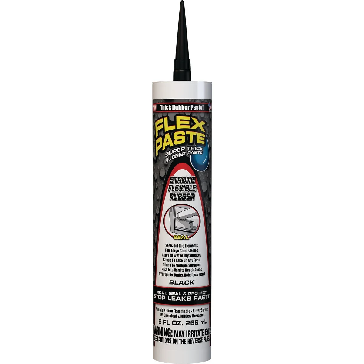 Secure Flex Paste 9 Oz. Rubber Sealant Black Healthy