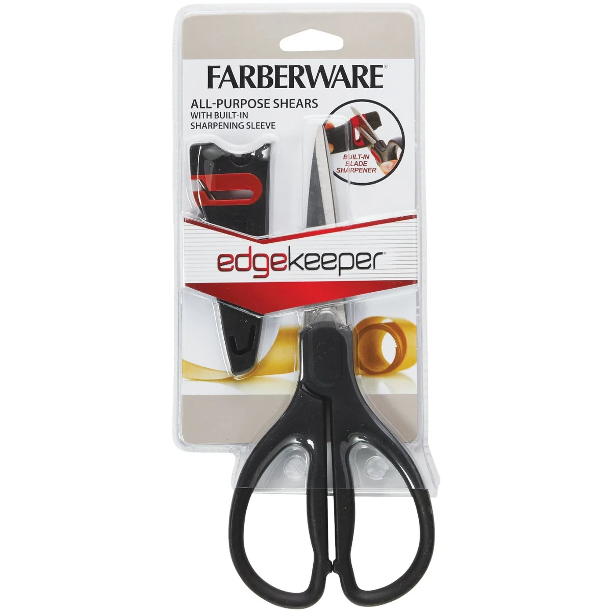Exceptional Farberware 8.5 In. All-Purpose Black Shears with Edgekeeper Sheath Effective
