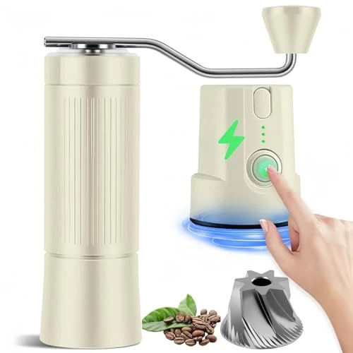 Luxury 2-in-1 Portable Electric Manual Coffee Grinder Beige High-Performance