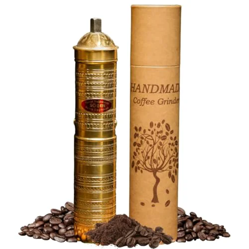 Premium Material Sozen Hammered 9 Manual Coffee Grinder Brass Trendy