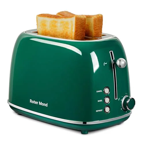 Exclusive 2 Slice Toaster Retro Stainless Steel with Bagel Certified