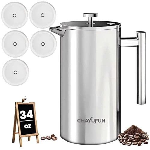 Crafted Stainless Steel French Press Coffee Maker Smooth