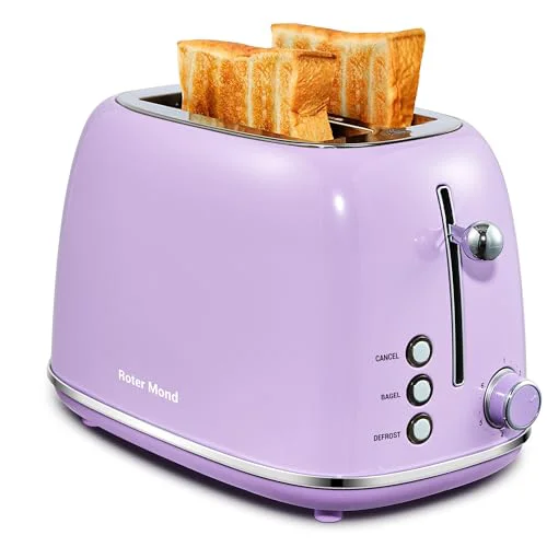 Fast 2 Slice Toaster Retro Stainless Steel with Bagel Safe
