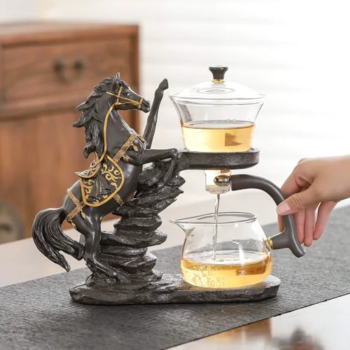 Genuine Glass Kungfu Teapot Set Tea maker with Infuser Semi Automatic Tea Set 12 Ounce Proven