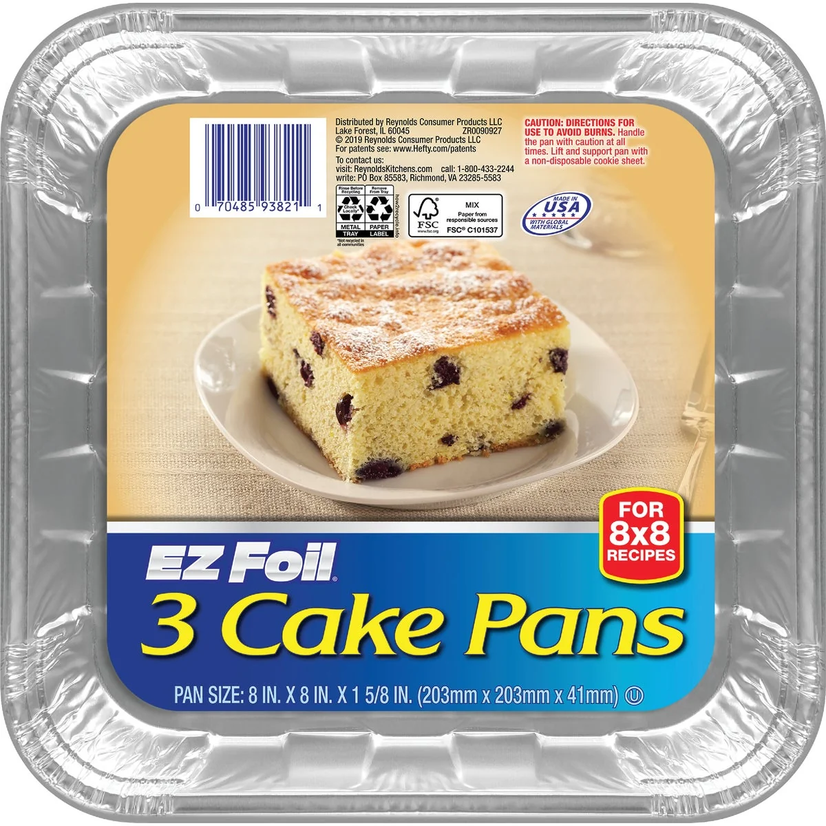 Detailed EZ Elegance 8 In. Square Cake Pan 3-Count Eco-Friendly