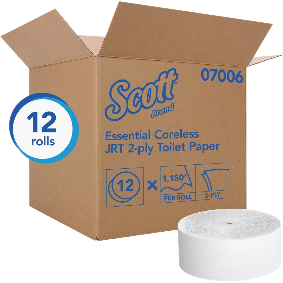 Smart Scott Essential Jumbo Roll Coreless Toilet Paper 12 Rolls Convenient