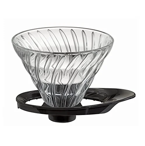 Environmentally Friendly VDGR-02-B V60 Heat-resistant Glass Transmission Dripper 02 For 1-4 Cups Black Made in Japan 24 Count Official