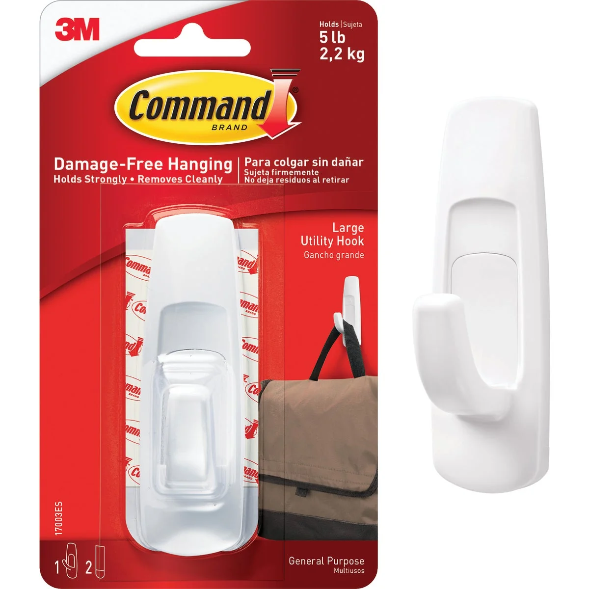 Elegant 3M Command Large Utility Adhesive Hook 2-Pack Superior