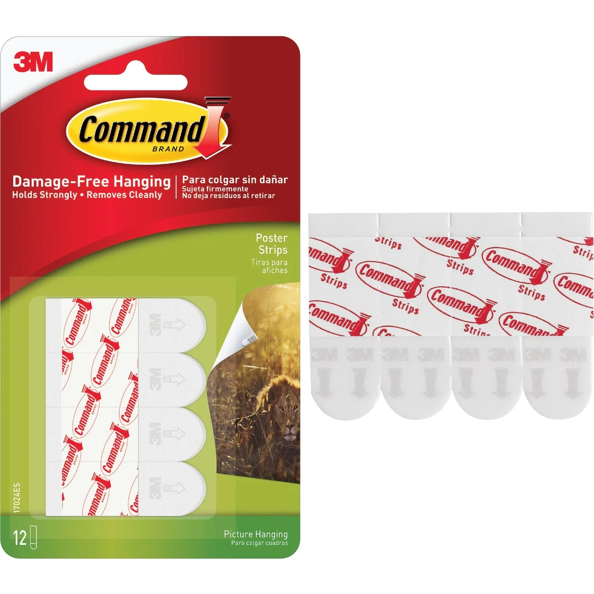 Relaxed 3M Command 3.87 In. x 0.23 In. 1 Lb. Capacity Removable Poster Mounting Strips 12-Pack Secure