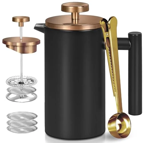 Relaxed Black Mini French Press Coffee Maker 12oz Elite