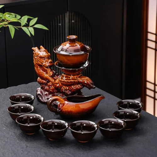 Casual Ceramic Teapot with Infuser Chinese Gongfu Tea Set with 8 Cups Official