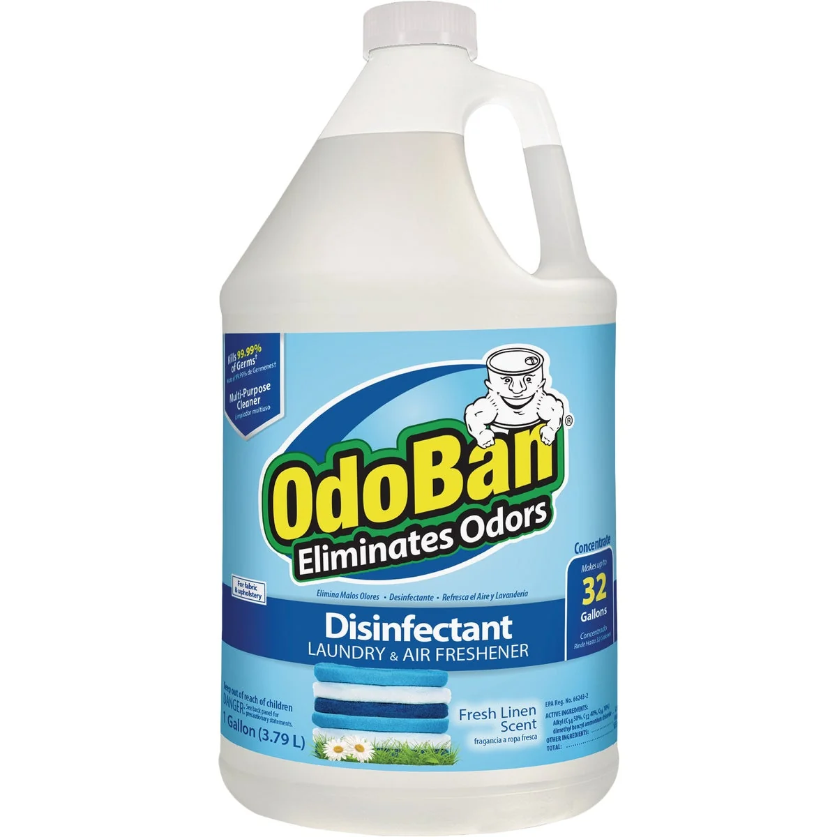 Detailed OdoBan 1 Gal. Fresh Linen Multi-Purpose Fabric Air Freshener Disinfectant Concentrate Refill Natural