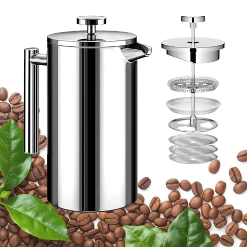 Practical Small French Press Stainless Steel Coffee Maker 21oz Prestigious