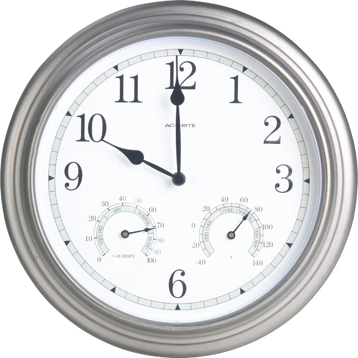Lightweight Acurite 13.5 Metal Indoor Outdoor Clock Thermometer Modern