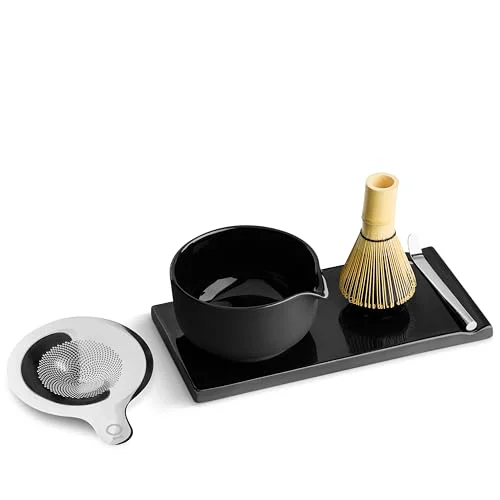 Trendy Matcha Set 6-Piece Ceramic Matcha Bowl Kit with Display Tray Safe