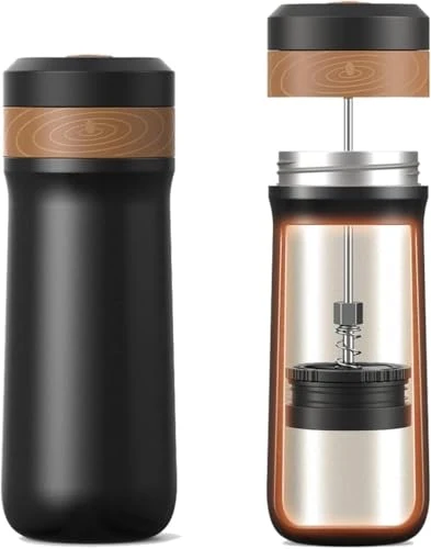 Next-Generation Portable French Press Stainless Steel Coffee Maker Travel French Press Insulated Bottle Cup Original Design