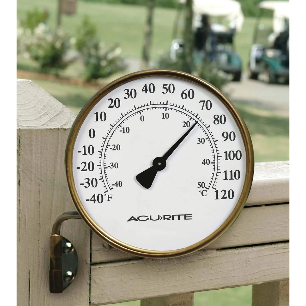 Green Acurite 4 In. Dia. Metal Dial Indoor Outdoor Thermometer Dependable