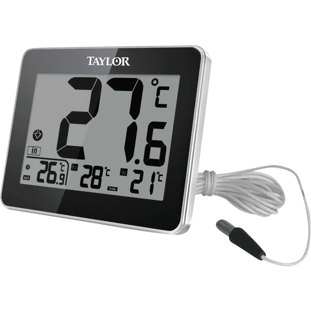 Eco-Friendly Taylor 8 In. W. x 6 In. H. Plastic Digital Indoor Outdoor Thermometer Safe
