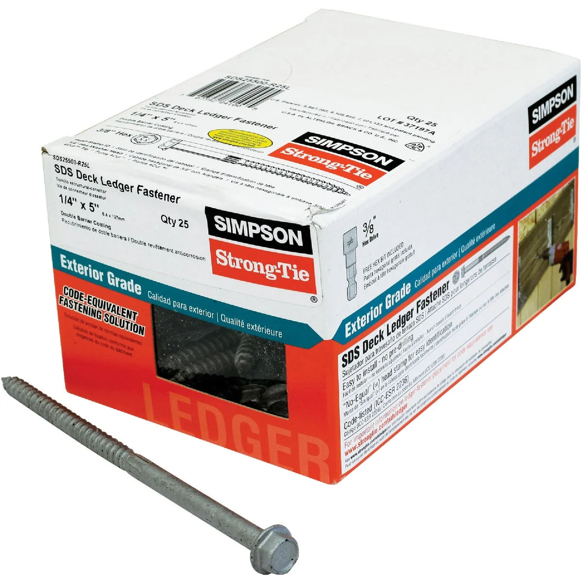 Lightweight Simpson Strong-Tie Strong-Drive 1 4 In. x 5 In. SDS Ledger Deck Screw 25 Ct. Box Dependable