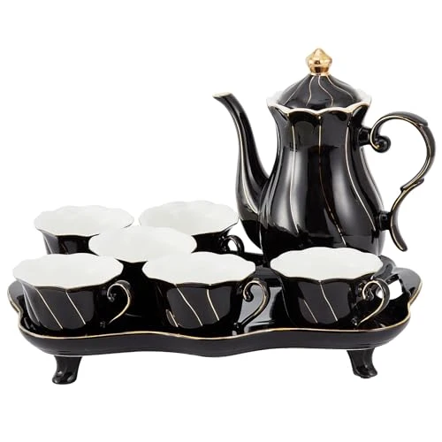 Safe 14 pcs Tea Set of 6 with Tea Tray Spoons Superior