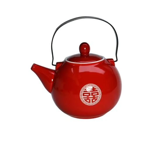 Traditional Chinese Teapot 28oz Porcelain Tea Pot Red Genuine