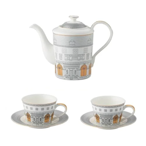Smart Personalized Architectural Ceramic Tea Cup and Saucer Set Genuine