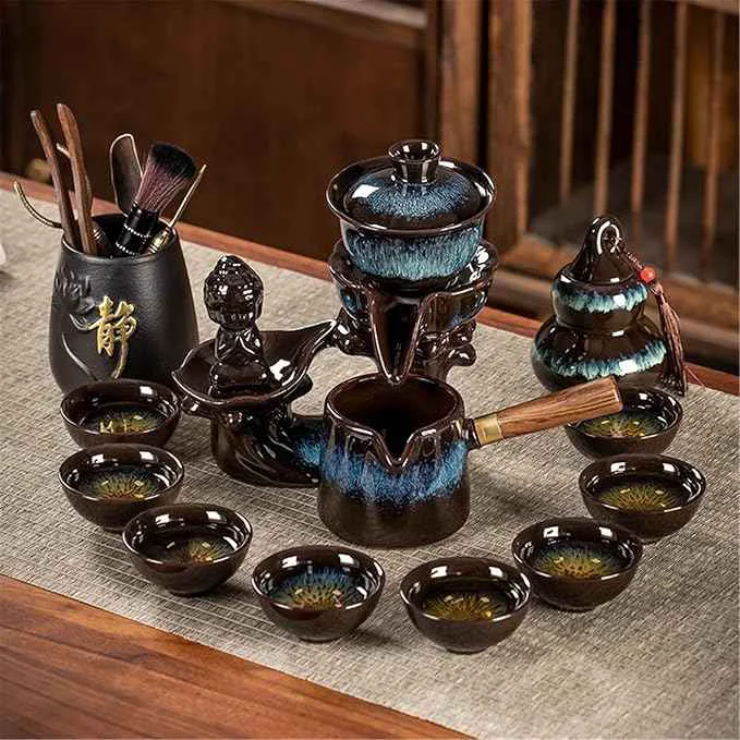 Classic Ceramic Ge Kiln Automatic Tea Set Easy Brewing Teapot and Cups-suit30 Responsible