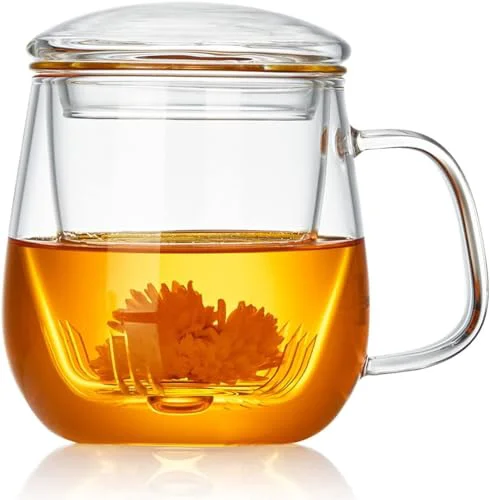 Specialty Glass Teacups 24 Pack Glass Tea Cup with Infuser and Lid 24 Count High-End